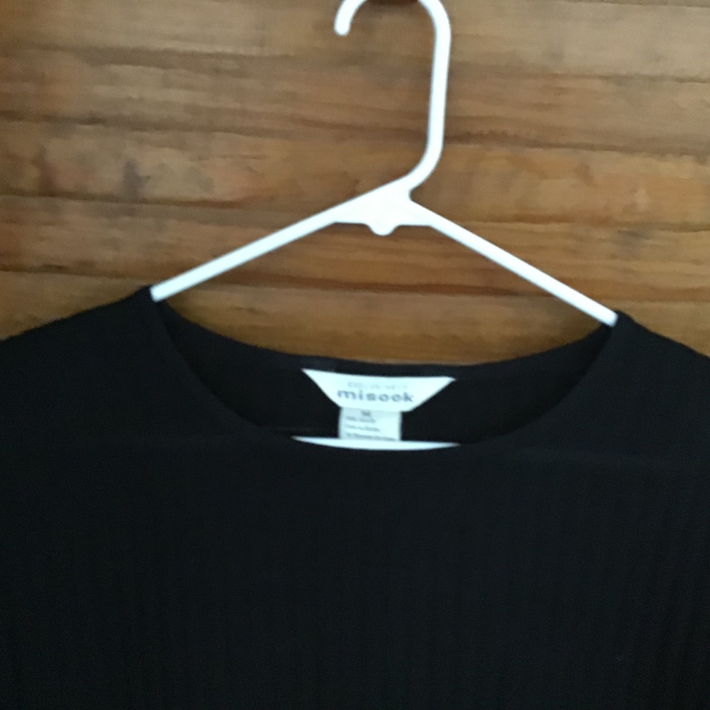 Exclusively Misook Black Ribbed Silver Logo Top. M - image 5